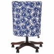 Pemberly Row Contemporary Wood and Metal Desk Chair in Navy / Ivory