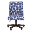 Pemberly Row Contemporary Wood and Metal Desk Chair in Navy / Ivory