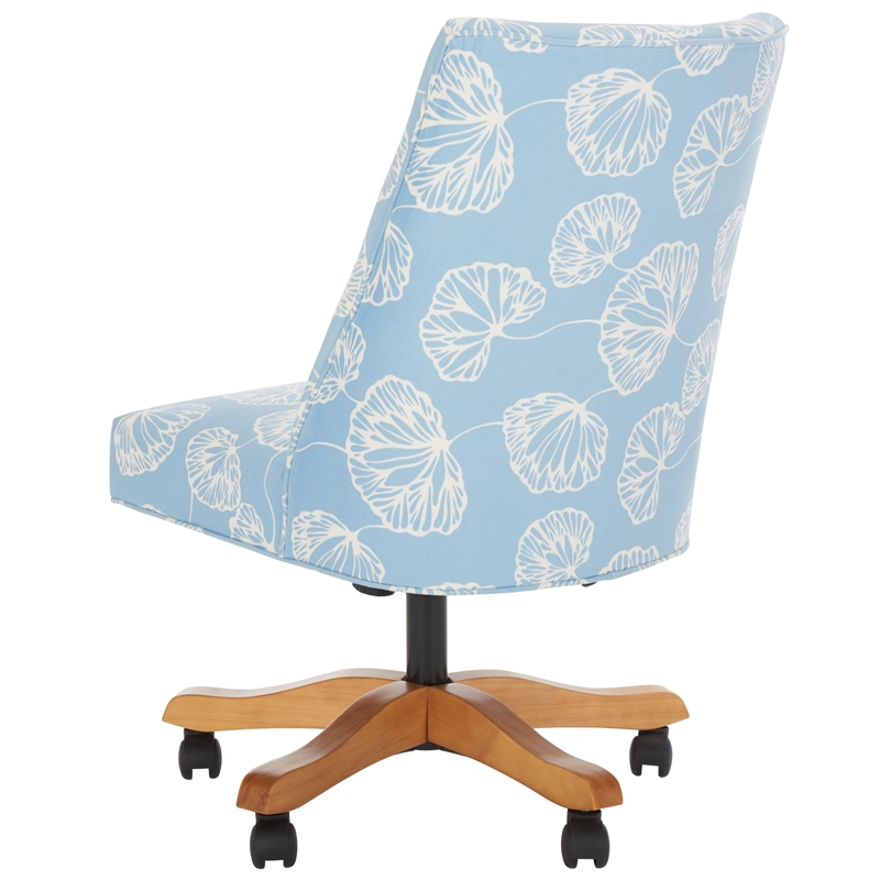 Pemberly Row Contemporary Wood and Metal Desk Chair in White / Blue