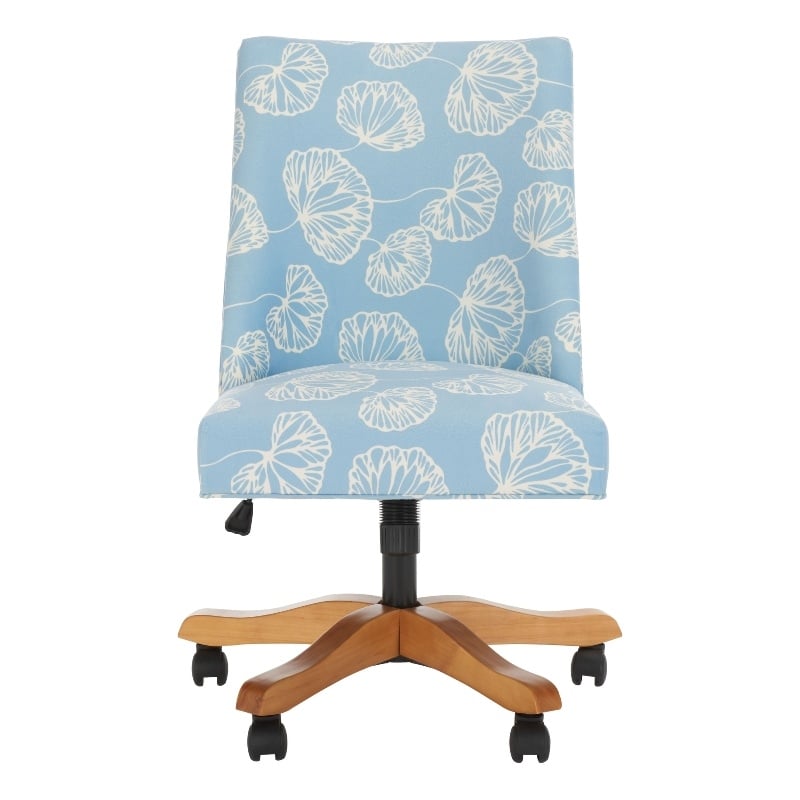 Pemberly Row Contemporary Wood and Metal Desk Chair in White / Blue