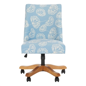 Pemberly Row Contemporary Wood and Metal Desk Chair in White / Blue