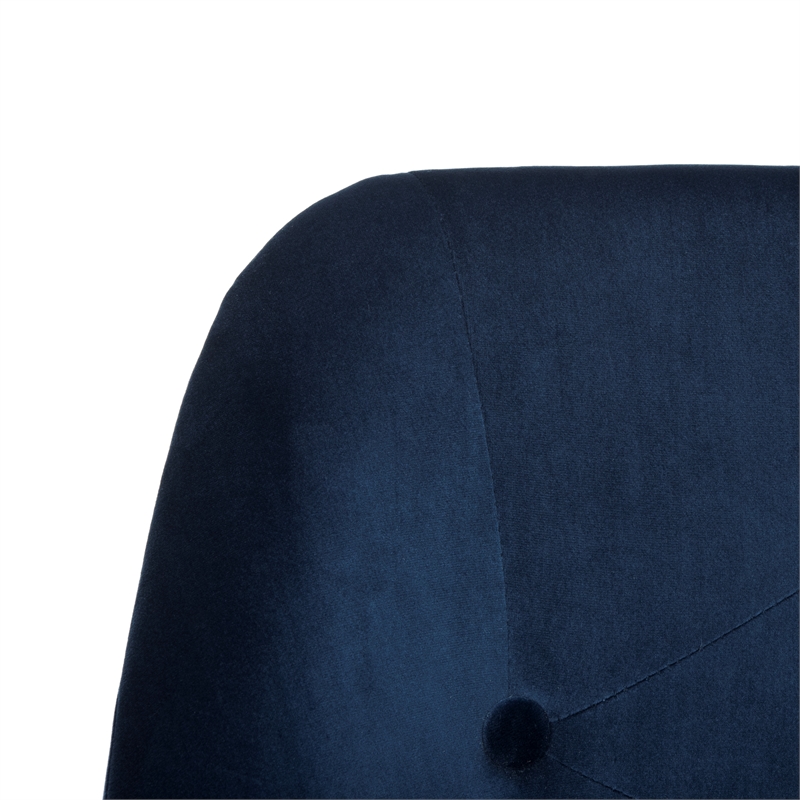 Pemberly Row Wood and Metal Tufted Swivel Office Chair inNavy/Chrome