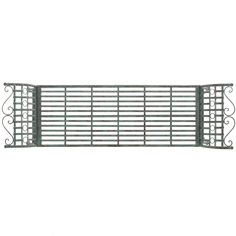 Pemberly Row Traditional Powder Coated Iron Bench in Green Finish