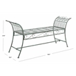 Pemberly Row Traditional Powder Coated Iron Bench in Green Finish
