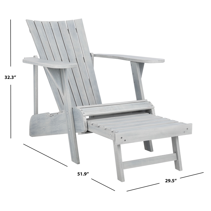 Pemberly Row Farmhouse Wood Adirondack Chair in Ash/Gray Finish