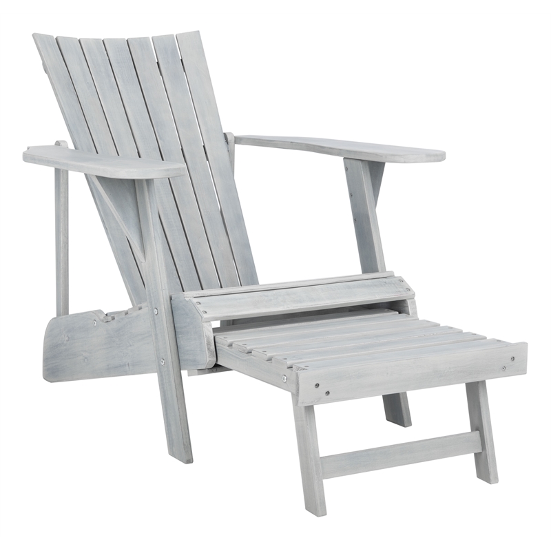 Pemberly Row Farmhouse Wood Adirondack Chair in Ash/Gray Finish