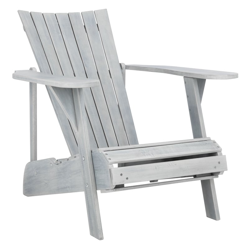Pemberly Row Farmhouse Wood Adirondack Chair in Ash/Gray Finish