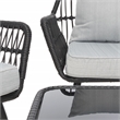 Pemberly Row Coastal Wood and Metal 4Pc Living Set in Black / Gray