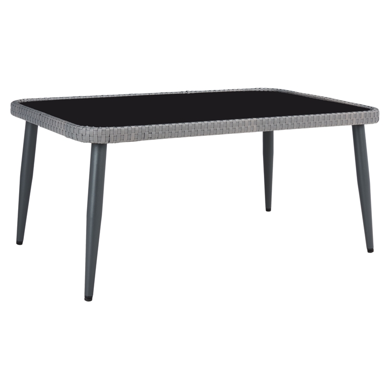 Pemberly Row Coastal Wood and Metal 4-Piece Living Set in Gray