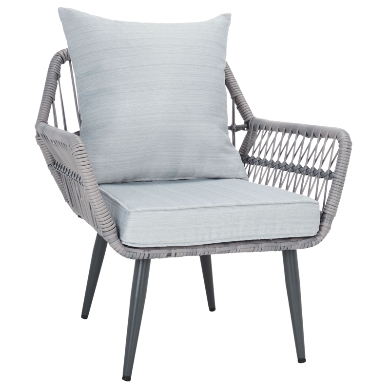 Pemberly Row Coastal Wood and Metal 4-Piece Living Set in Gray