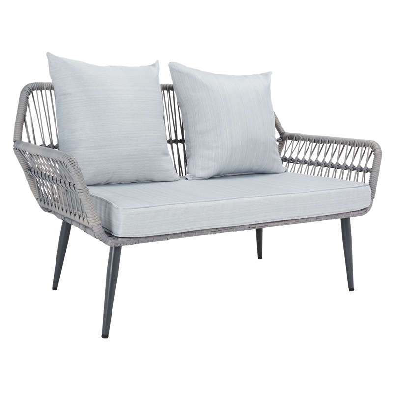 Pemberly Row Coastal Wood and Metal 4-Piece Living Set in Gray
