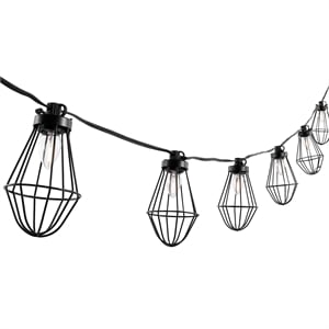 Pemberly Row Metal and Glass Led Outdoor String Light in Black