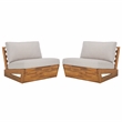 Pemberly Row Acacia Wood and Polyester Lounge Chairs Set of 2 in Natural / Gray