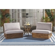 Pemberly Row Acacia Wood and Polyester Lounge Chairs Set of 2 in Natural / Gray