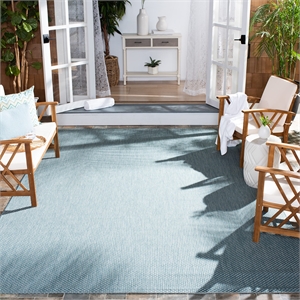 Pemberly Row 5'3&quot Square Decorative Area Rug in Aqua and Gray