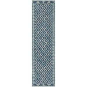 Pemberly Row Contemporary 2'3&quot x 10' Hallway Runner Rug in Navy and Aqua