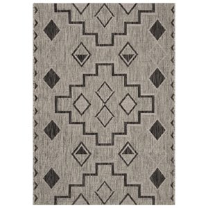 Pemberly Row 2' x 3'7&quot Compact Accent Rug for Doorways in Gray and Black