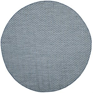 Pemberly Row 5'3&quot Round Decorative Area Rug in Blue and Light Gray