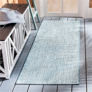 Pemberly Row 2'3&quot x 14' Extended Runner Rug in Light Blue and Light Gray