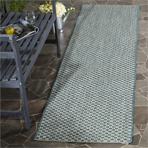 Pemberly Row 2'3&quot x 14' Extended Runner Rug in Turquoise and Light Gray