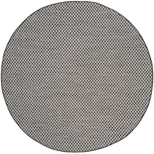 Pemberly Row 5'3&quot Round Decorative Area Rug in Black and Light Gray