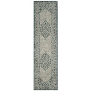 Pemberly Row 2'3&quot x 12' Hallway Runner Rug in Light Gray and Teal