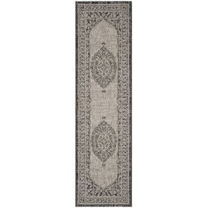 Pemberly Row 2'3&quot x 12' Hallway Runner Rug in Light Gray and Black