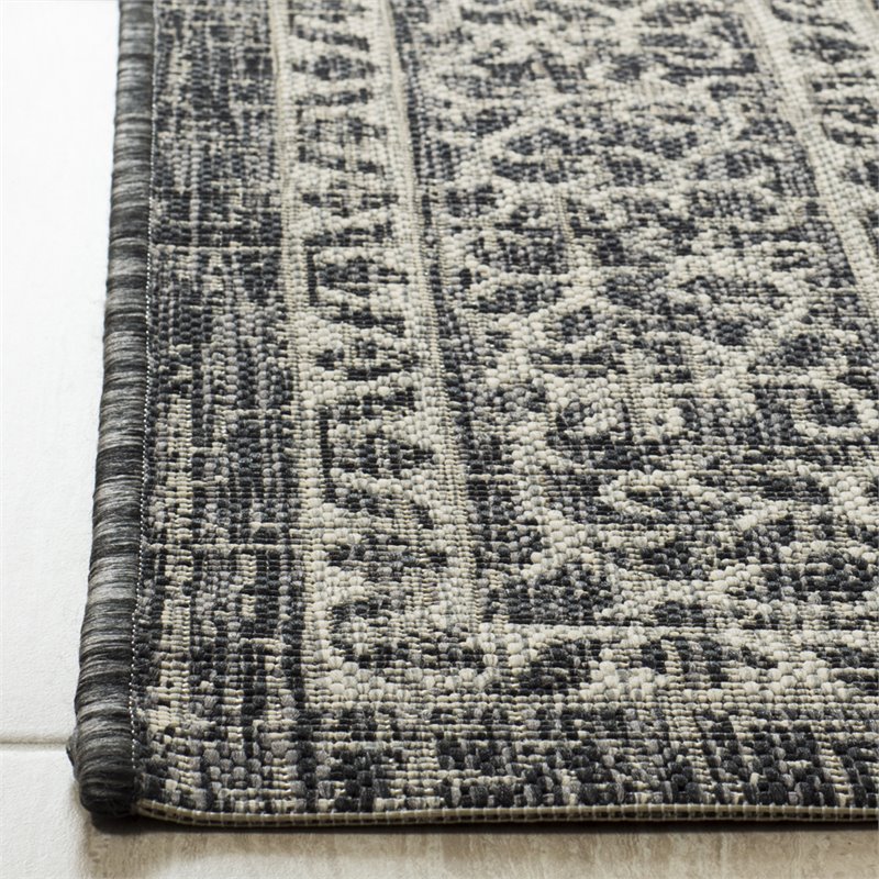 Pemberly Row 9' x 12' Large Indoor Area Rug in Light Gray and Black