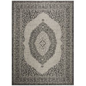 Pemberly Row 9' x 12' Large Indoor Area Rug in Light Gray and Black