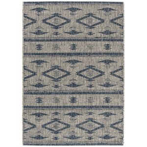 Pemberly Row 2' x 3'7&quot Indoor Outdoor Accent Rug in Gray and Navy