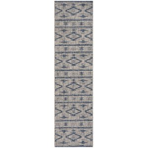 Pemberly Row 2'3&quot x 10' Indoor Outdoor Runner Rug in Gray and Navy