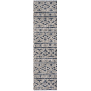 Pemberly Row 2'3&quot x 12' Indoor Outdoor Runner Rug in Gray and Navy