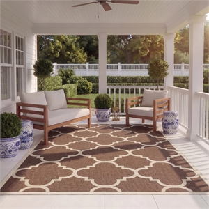 Pemberly Row Dark Brown Indoor Outdoor Area Rug 8' x 11' for Any Room