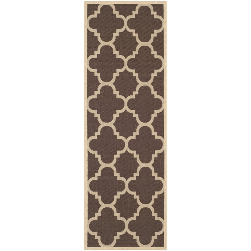 Pemberly Row Dark Brown Indoor Outdoor Runner Rug 2'3