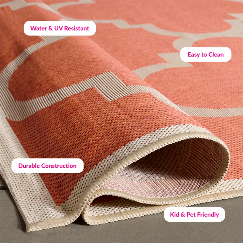 Pemberly Row Terracotta Indoor Outdoor Area Rug 8' x 11' for Any Room