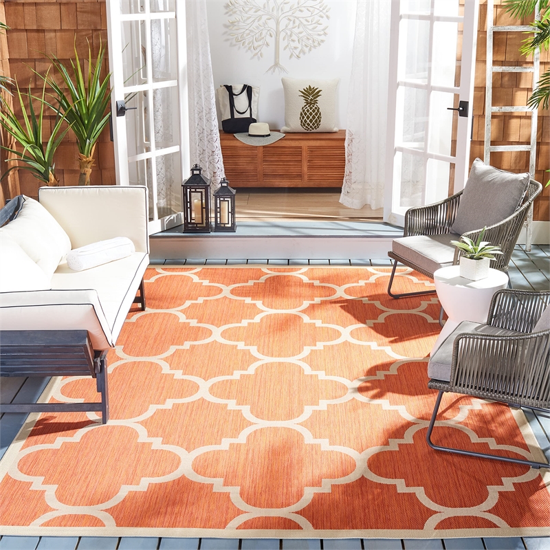Pemberly Row Terracotta Indoor Outdoor Area Rug 9' x 12' for Home Decor