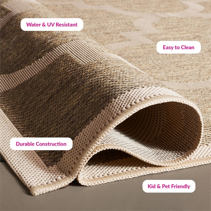 Pemberly Row Brown Indoor Outdoor Area Rug 8' x 11' for Any Room