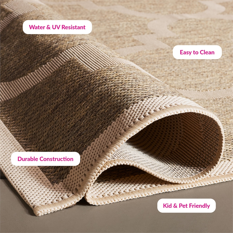 Pemberly Row Brown Indoor Outdoor Area Rug 9' x 12' for Home Decor