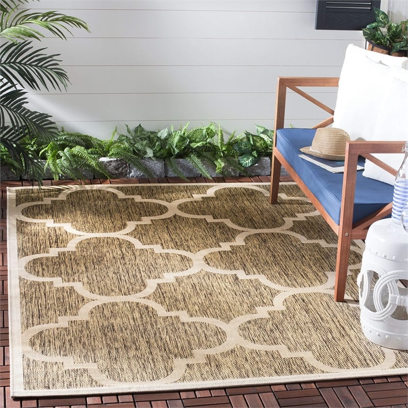 Pemberly Row Brown Indoor Outdoor Runner Rug 2'7