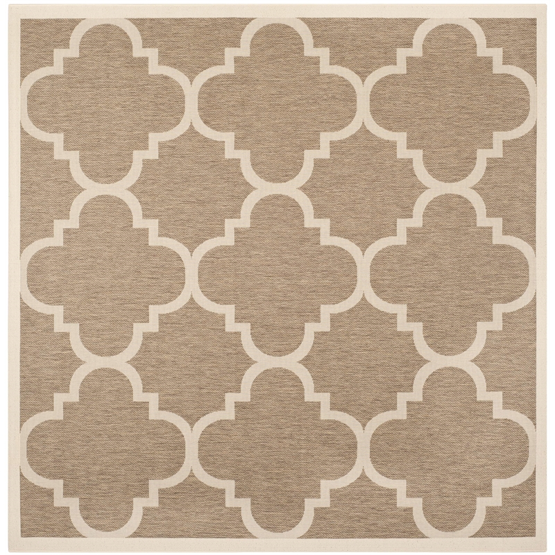 Pemberly Row Brown Indoor Outdoor Square 4' Rug for Any Space