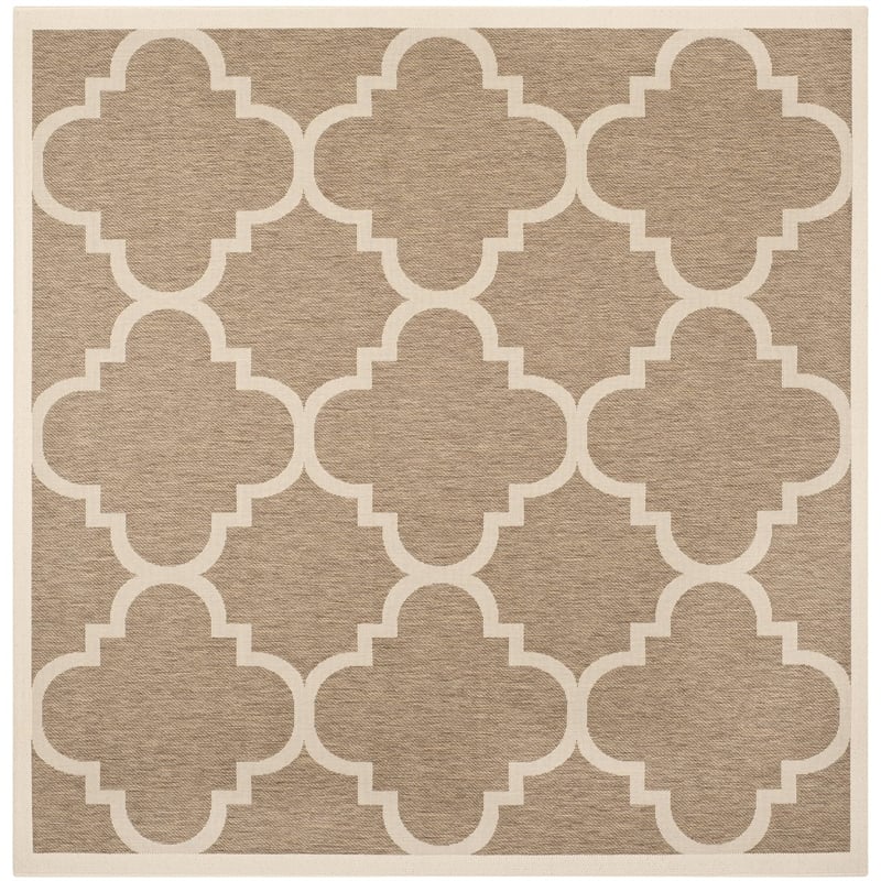 Pemberly Row Brown Indoor Outdoor Square 4' Rug for Any Space