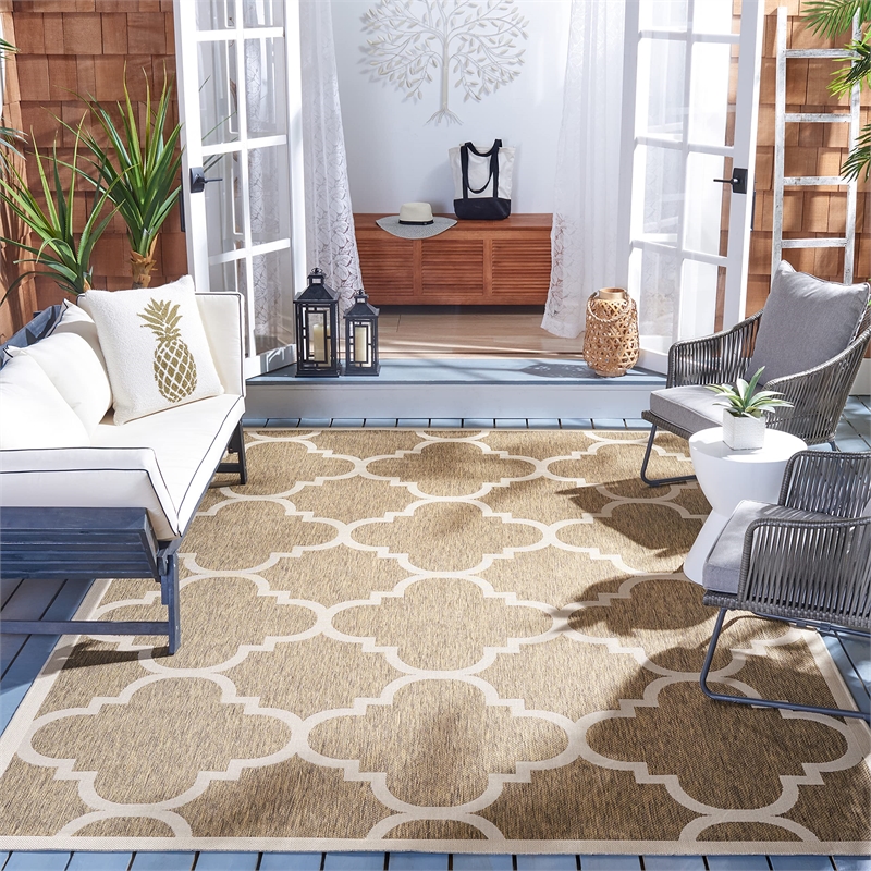 Pemberly Row Brown Indoor Outdoor Square 4' Rug for Any Space