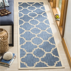 Pemberly Row Blue Indoor Outdoor Runner Rug 2'3&quot x 8' for Home Decor