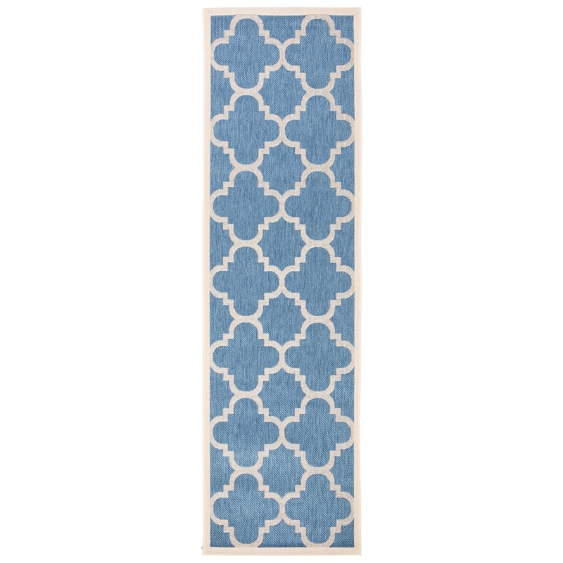 Pemberly Row Blue Indoor Outdoor Runner Rug 2'3