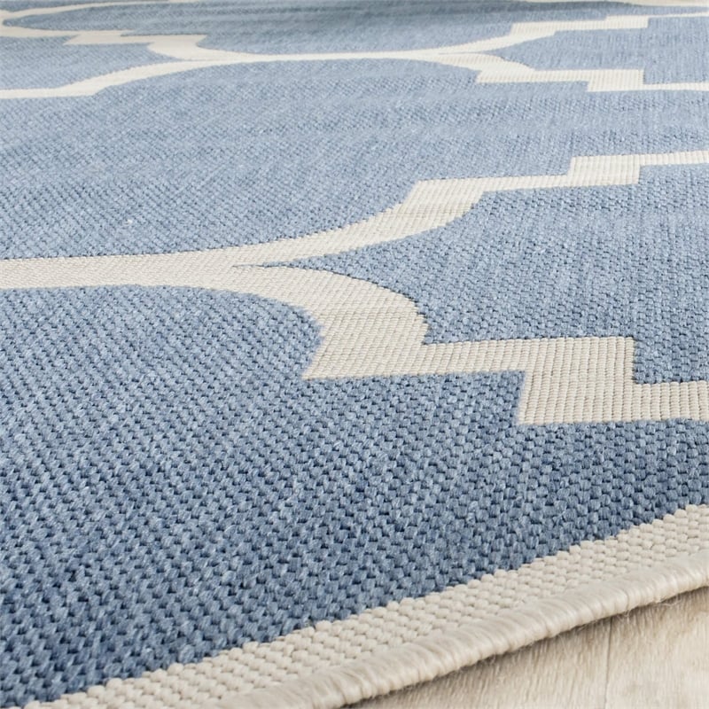 Pemberly Row Blue Indoor Outdoor Runner Rug 2'3