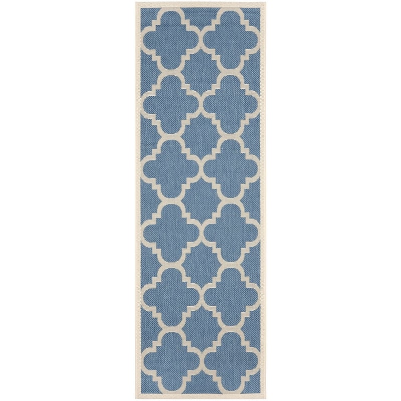 Pemberly Row Blue Indoor Outdoor Runner Rug 2'3