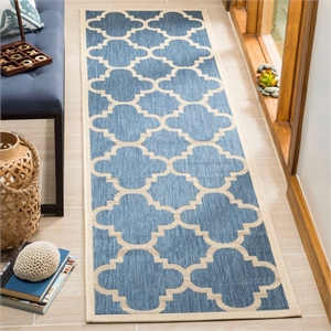 Pemberly Row Blue Indoor Outdoor Runner Rug 2'4&quot x 14' for Home Decor