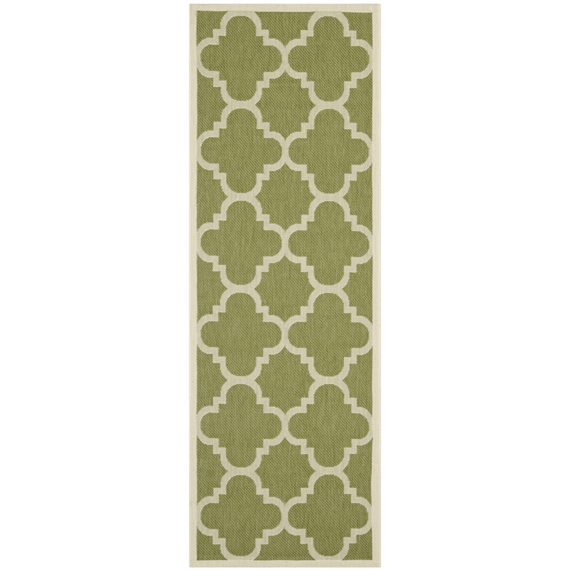 Pemberly Row Green Indoor Outdoor Runner Rug 2'3
