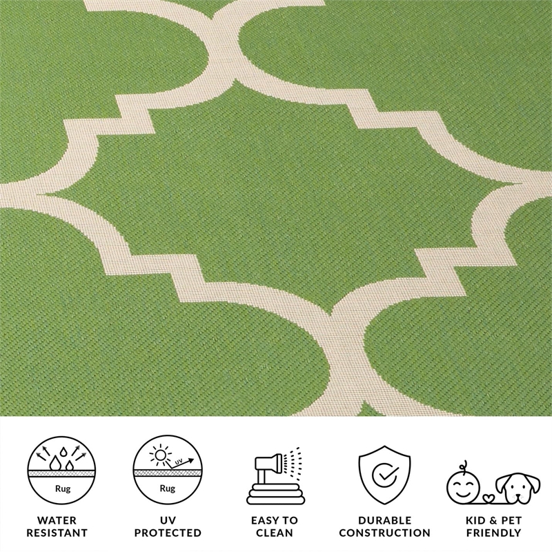 Pemberly Row Green Indoor Outdoor Square 4' Rug for Home Decor