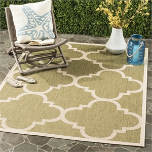Pemberly Row Green Indoor Outdoor Square 5'3&quot Rug for Any Room